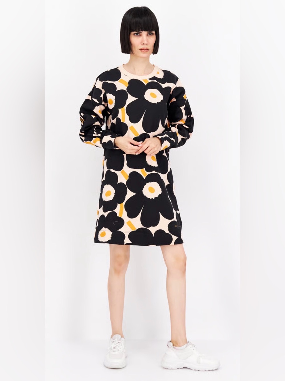 Adidas x Marimekko Sweatshirt Mini Dress Unikko Halo Blush Sz XS Floral